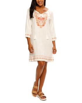 推荐PAPARAZZI 3/4-Sleeve Linen-Blend Dress商品