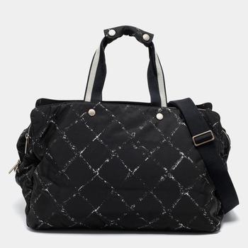 旅行香奈儿包, [二手商品] Chanel | Chanel Black/White Quilted Print Nylon Travel Line Duffel Bag商品图片 9.4折, 满1件减$100, 满减