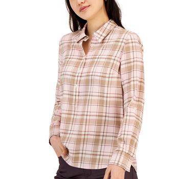 推荐Women's Cotton Button-Popover Plaid-Print Shirt商品