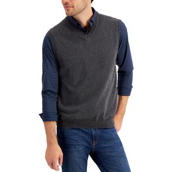 Club Room | Men's Solid V-Neck Sweater Vest, Created for Macy's商品图片,