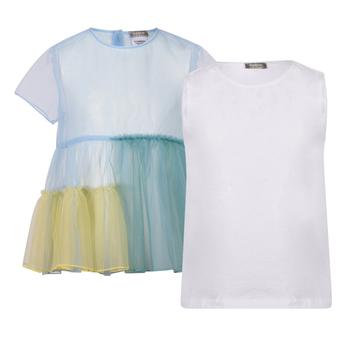 推荐Two pieces set of top and ruffled tulle blouse商品