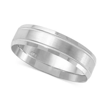 Macy's | Men's Textured & Smooth Finish Band in 14k White Gold,商家Macy's,价格¥8905