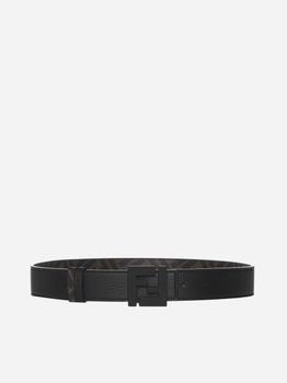 芬迪腰带好用吗, Fendi | Leather and FF fabric reversible belt商品图片 