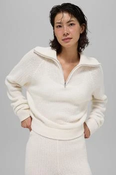 Alo | Cashmere Plush Waffle 1/4 Zip Pullover - Celestial Blue Heather,商家Alo yoga,价格¥2393
