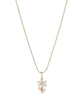 商品Swingsets Cubic Zirconia Flower Pendant Necklace in 18K Gold Plated, 16"-18"图片