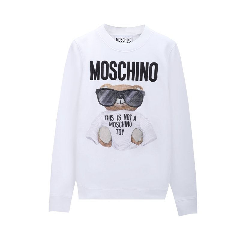 冬装莫斯奇诺卫衣, Moschino | MOSCHINO 女士白色棉质眼镜小熊印花圆领卫衣 V1708-5527-1001商品图片 满$100享9.5折, 满折