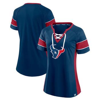 Majestic | Fanatics Branded Women's Houston Texans Team Draft Me Lace-Up Raglan T-Shirt商品图片,7.9折