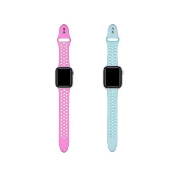 商品Breathable Sport 2-Pack Mint and Pink Silicone Bands for Apple Watch, 38mm-40mm图片