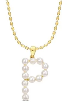 DELMAR | Goldtone Plate Sterling Silver 3.5-4mm Freshwater Pearl P Pendant Necklace,商家Nordstrom Rack,价格¥820