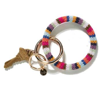 推荐Multi Stripe Seed Bead Key Ring Multi (Pink)商品