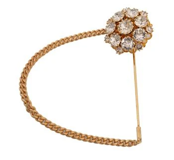 Dolce & Gabbana | Dolce & Gabbana Gold Brass Clear Crystal Chain Pin Women Brooch,商家SEYMAYKA,价格¥1502