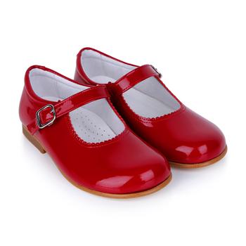 推荐Andanines  Red Girls Patent Scalloped Edge Mary Jane Shoes商品