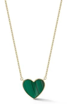 Ember Fine Jewelry | 14K Gold Malachite Heart Pendant Necklace,商家Nordstrom Rack,价格¥3488