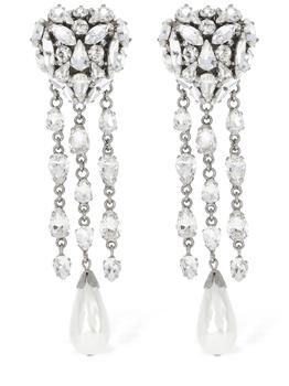 商品Alessandra Rich | Crystal Heart Earrings W/ Fringes,商家LUISAVIAROMA,价格¥4154图片