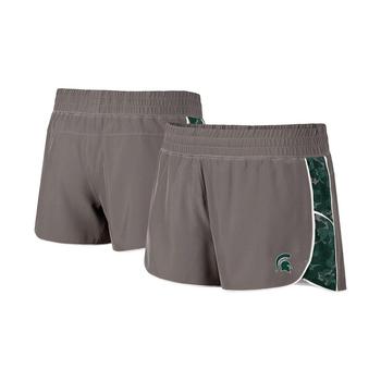 推荐Women's Gray and Green Michigan State Spartans Pamela Lined Shorts商品