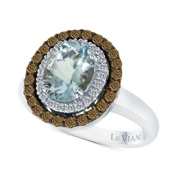 Le Vian | Chocolatier® Aquamarine (1-3/8 ct. t.w.) and Diamond (1/2 ct. t.w.) Ring in 14k White Gold,商家Macy's,价格¥32111