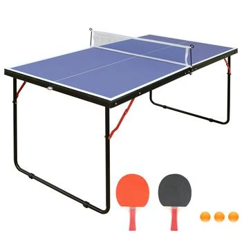 Table Tennis Table Midsize Foldable & Portable Ping Pong Table Set