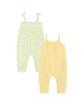 Little Me | Girls' Daisy Stripe Jumpsuits, 2 Pack - Baby 7折
