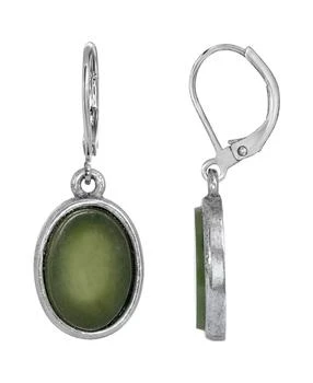 2028 | Silver-Tone Semi Precious Jade Oval Flat Drop Earrings,商家Macy's,价格¥168