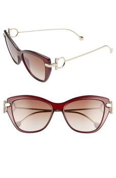更多菲拉格慕墨镜, Salvatore Ferragamo | 55mm Cat Eye Sunglasses商品图片 2.7折