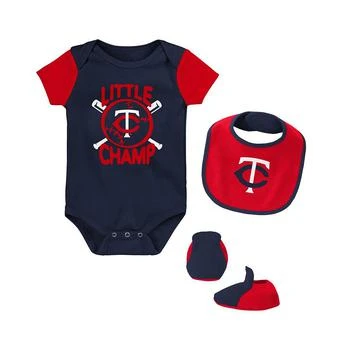 Outerstuff | Baby Boys and Girls Navy, Red Minnesota Twins Little Champ Three-Pack Bodysuit Bib and Booties Set,商家Macy's,价格¥224