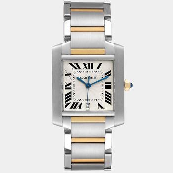 Cartier | Cartier Silver 18k Yellow Gold And Stainless Steel Tank Francaise W51005Q4 Automatic Men's Wristwatch 28 mm商品图片,6.4折