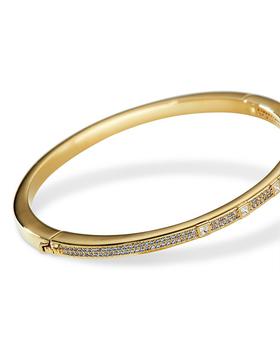 推荐Cubic Zirconia Bangle Bracelet in 18K Gold Plate商品