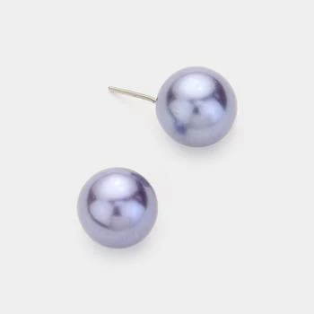 FASHNZFAB | Pearl Stud Earrings - Purple , Rhodium,商家Premium Outlets,价格¥131