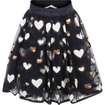 推荐Embroidered love hearts logo mesh skirt in navy商品