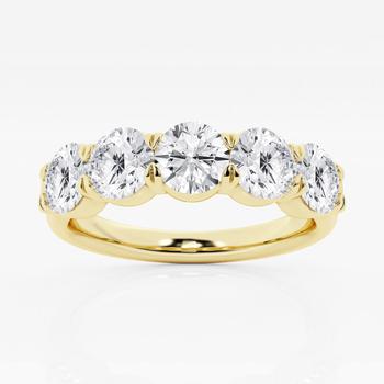 商品Brilliant Diamond | 14K Yellow Gold 2 CTTW Round-Cut LAB GROWN Diamond Five Stone Anniversary Band (G+/SI),商家Jomashop,价格¥9585图片