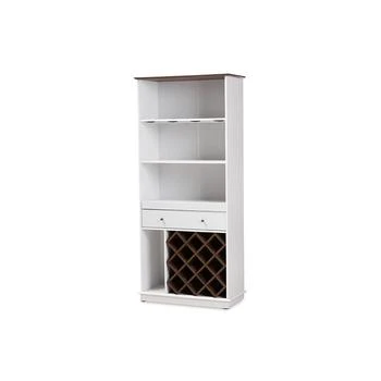 Baxton Studio | Mattia Mid-Century Modern White and Walnut Finished Wood Wine Cabinet,商家Premium Outlets,价格¥2549
