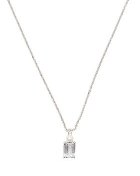 Kate Spade | Bouquet Toss Cubic Zirconia & Imitation Pearl Pendant Necklace in Silver Tone, 17"-20"商品图片,7折×额外7折, 额外七折