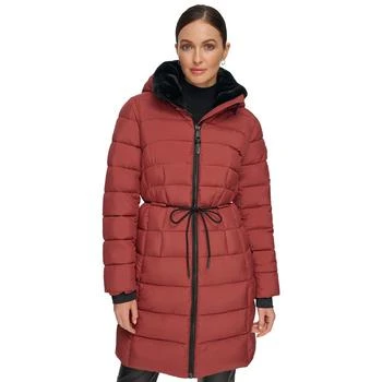 DKNY | Women's Rope Belted Faux-Fur-Trim Hooded Puffer Coat,商家Macy's,价格¥1473