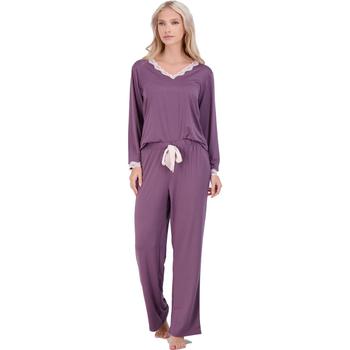 商品Laundry by Shelli Segal Women's 2 Piece Lace Trim Top & Pants Sleepwear Set图片