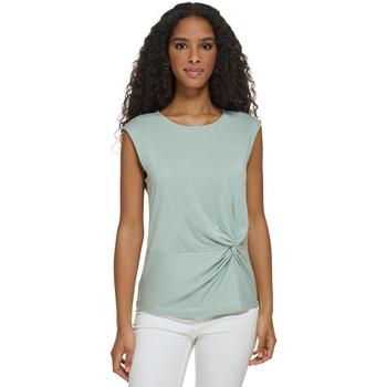 Calvin Klein | Plus Size Twist Front Cap Sleeve Shirt商品图片,7.4折
