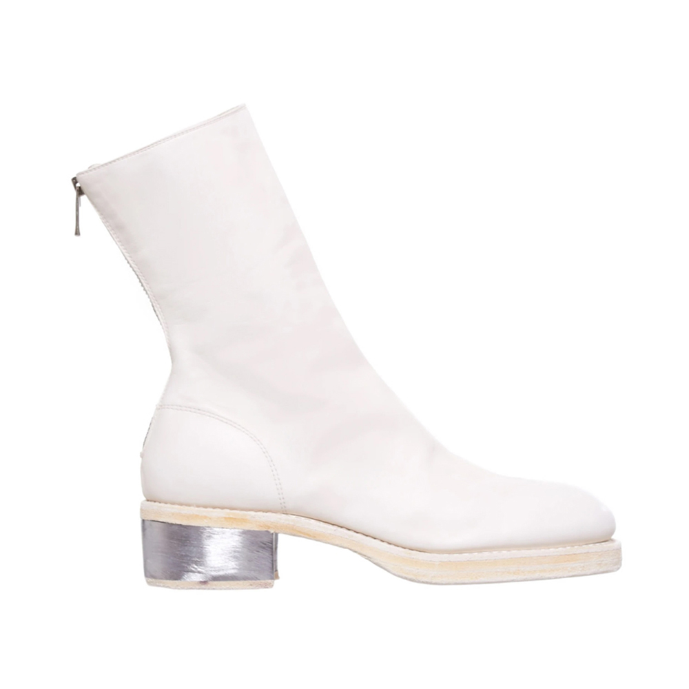 推荐GUIDI 女士白色马皮后拉链金属鞋跟中筒靴 788ZI-SOFTHORSE-FG-WHITE商品