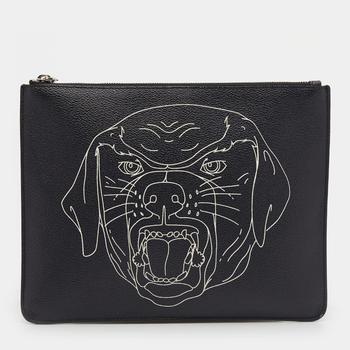 纪梵希包真假, [二手商品] Givenchy | Givenchy Black Rottweiler Line Printed Leather Zip Pouch商品图片 7.4折, 满1件减$100, 满减