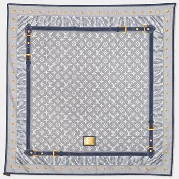 Louis Vuitton | Louis Vuitton Navy Blue Monogram Denim Printed Silk Square Scarf 