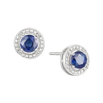 Macy's | Sapphire (5/8 ct. t.w.) & Diamond Accent Stud Earrings in Sterling Silver (Also Available In Emerald and Ruby),商家Macy's,价格¥451
