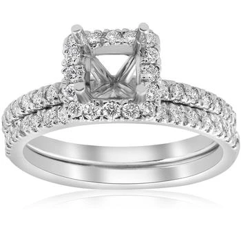 5/8ct Princess Cut Diamond Halo Engagement Ring Setting Matching Band White Gold