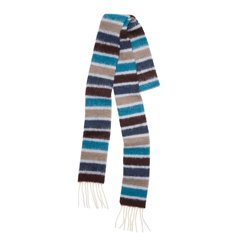 推荐ACNE STUDIOS 男女同款蓝色/棕色羊毛混纺条纹窄版长围巾商品
