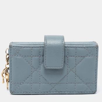 [二手商品] Dior | Dior Cloud Blue Cannage Leather 5 Gusset Card Holder商品图片,9.2折