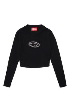 商品Kjdesmoi Knitwear Diesel Black Ribbed Sweater With Metal Logo图片