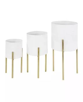 Rosemary Lane | Contemporary Style Large Round Metal Planters in Stands, Set of 3,商家Macy's,价格¥636