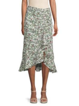 Max Studio | Floral Ruffle Midi Skirt商品图片,2折起