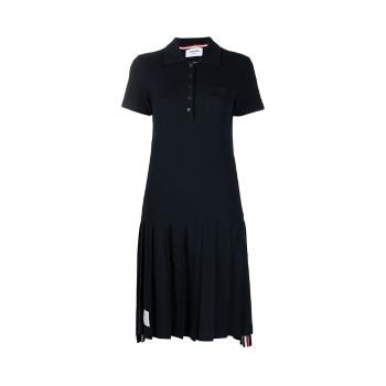 推荐THOM BROWNE 女士海军蓝色三条纹边饰 Polo 衫连衣裙 FJD081A-00050-415商品