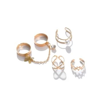 SOHI | Set Of 4 Gold-plated  White Beaded Finger Rings,商家Premium Outlets,价格¥214