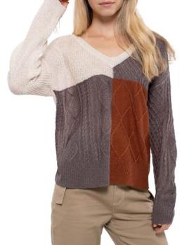 推荐Cable Knit Colorblock Sweater商品