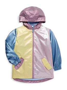 Andy & Evan | Little Girl's & Girl’s Colorblock Rain Jacket商品图片,5.2折
