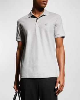 Burberry | Men's Eddie Pique Polo Shirt, Gray商品图片,